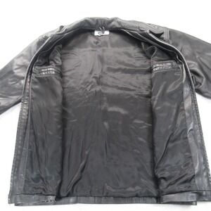 Microsoft Leather Jacket Men Medium Black Exchange Ranger Full Zip RARE VTG